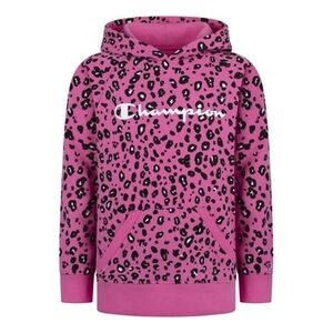 Champion Pink Leopard Print Hoodie Sweatshirt